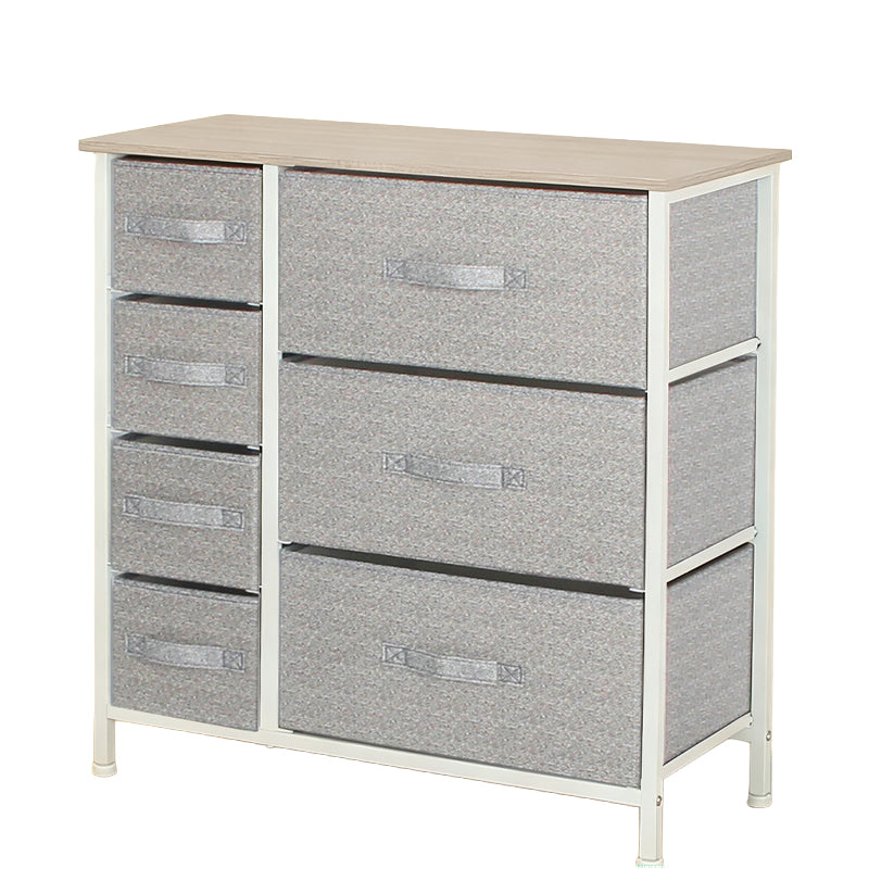 Comodă textilă cu 7 sertare 63 × 31 × 73 cm gri/alb pentru interior RPX-COM 46569R