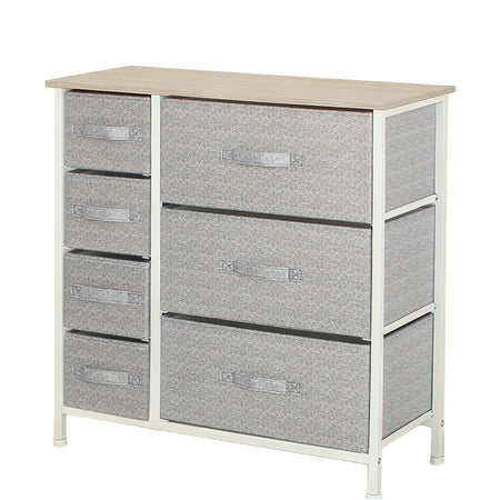 Comodă textilă cu 7 sertare 63 × 31 × 73 cm gri/alb pentru interior RPX-COM 46569R