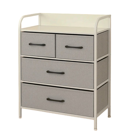 Comodă 4 sertare textile gri/alb, 58 × 29 × 79 cm, MDF, uz casnic, RPX-COM 46570R