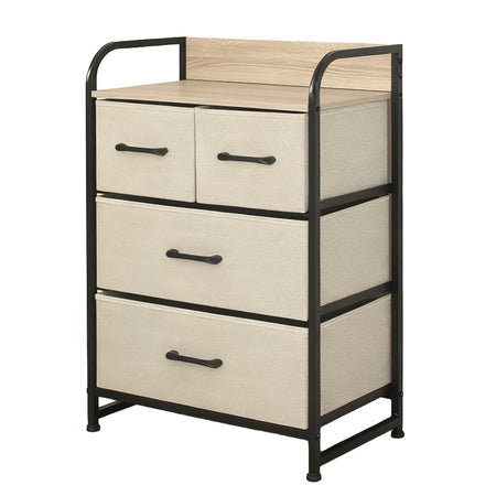 Comodă cu 4 sertare textile, 58 × 29 × 79 cm, bej/negru, uz interior RPX-COM 46571R