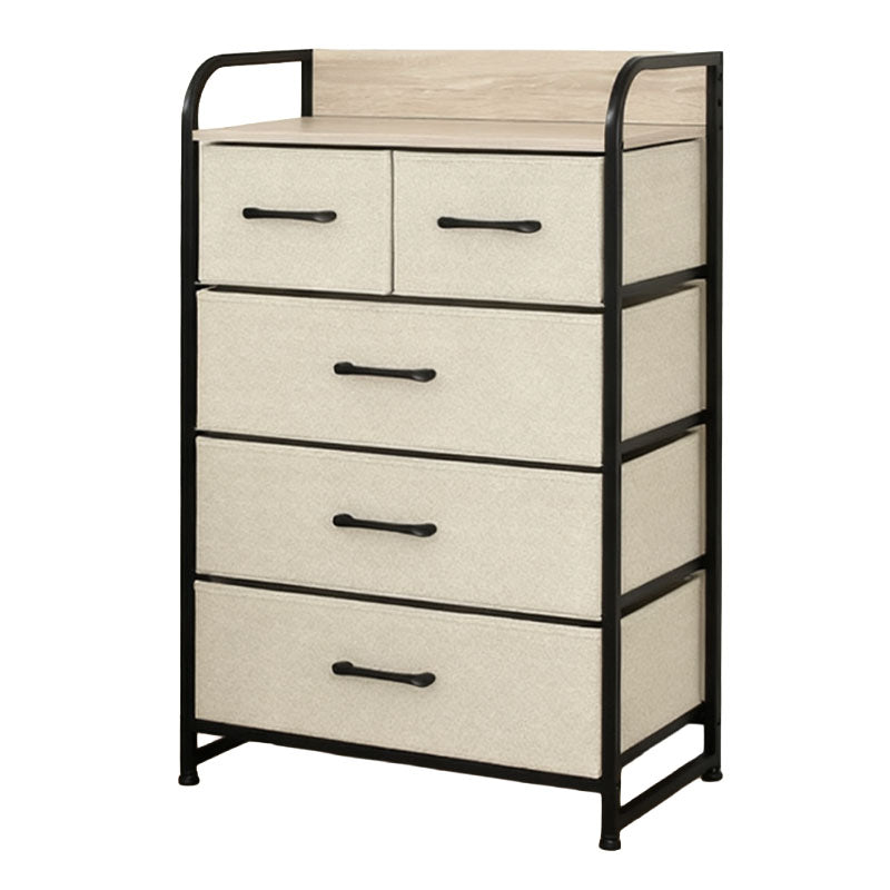 Comodă 5 sertare textilă 58 × 29 × 99 cm bej/negru RPX-COM 46573R