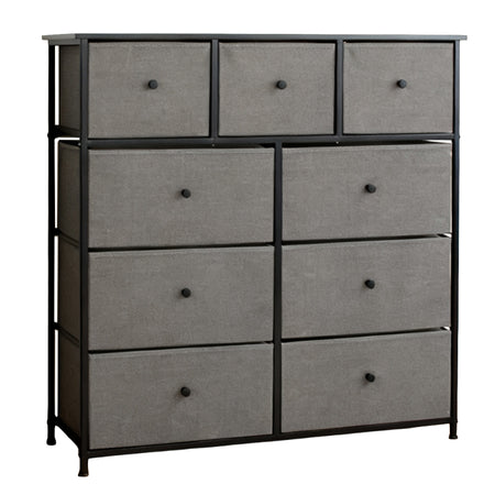 Comodă 9 sertare textilă, 100×30×99 cm, antracit/negru RPX-COM 46575R