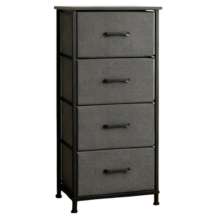 Comodă textilă 4 sertare, antracit/negru, 45×30×94 cm RPX-COM 46578R
