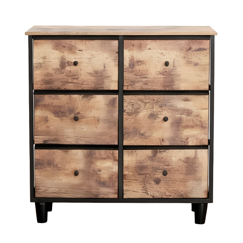 Comodă 6 sertare textile, vintage/negru, 80 × 30 × 73 cm RPX-COM 46579R