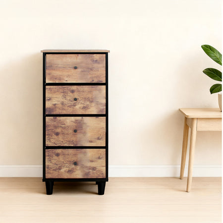 Comodă 4 sertare textile 45×30×94 cm, vintage/negru, pentru interior RPX-COM 46580R