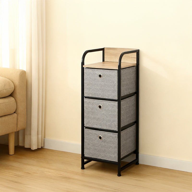 Comodă 3 sertare textile gri/negru, 30 × 29 × 79 cm, uz casnic RPX-COM 46584R