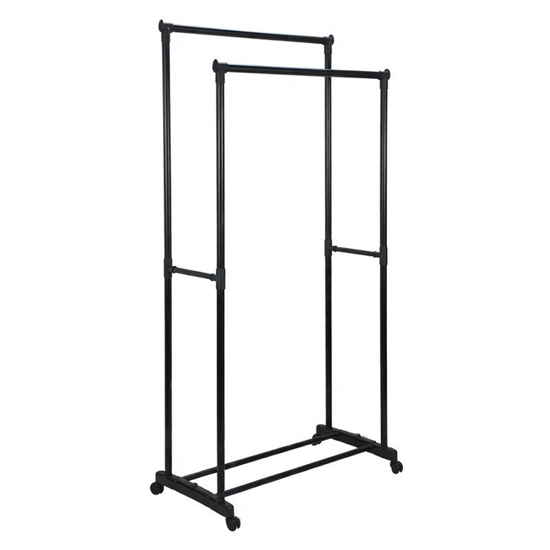 Suport haine dublu mobil, oțel, 15 kg, cu roți, 78,5×41,5×165 cm RPX-HAI 46667R