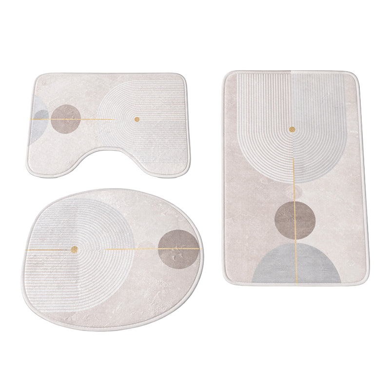 Covorașe baie flanel, set 3 bucăți cu cercuri, 40×60/40×50/40×45 cm, RPX-COV 46742R