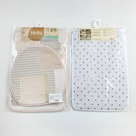 Covorașe baie flanel flanelă, carouri, set 3 piese, 40×60/40×50/40×45 cm RPX-COV 46743R