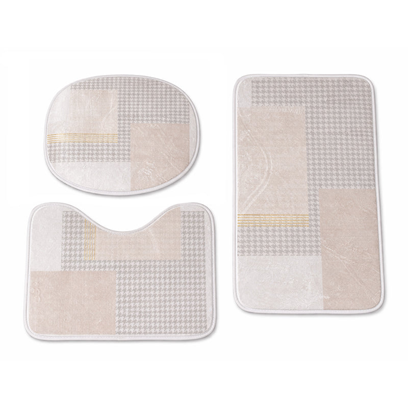 Covorașe baie flanel flanelă, carouri, set 3 piese, 40×60/40×50/40×45 cm RPX-COV 46743R