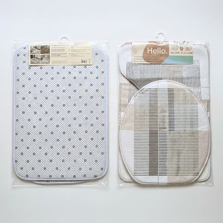 Set covorașe baie flanelă, 3 piese, dungi confortabile RPX-COV 46744R