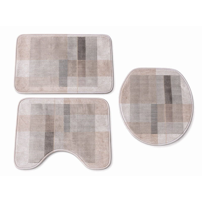Set covorașe baie flanelă, 3 piese, dungi confortabile RPX-COV 46744R