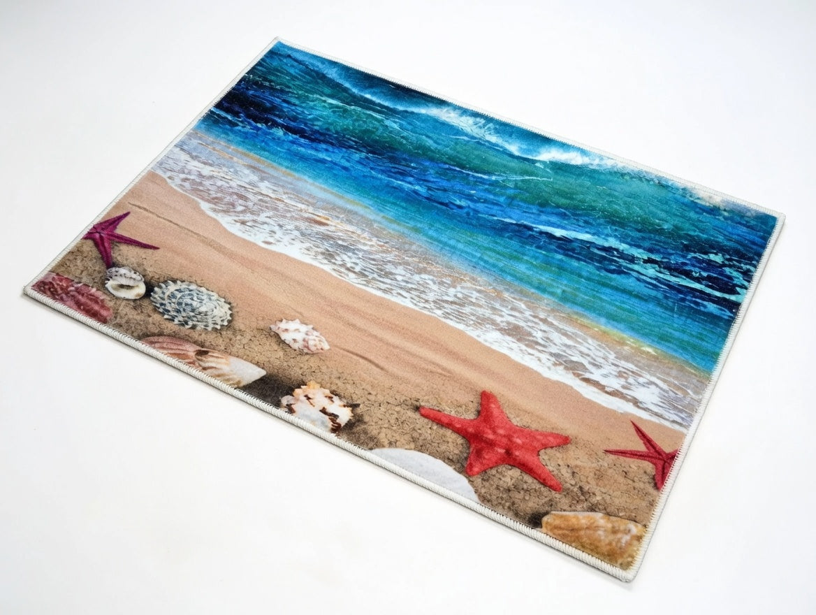 Covoraș sintetic 40×60 cm model plajă pentru baie, lavabil, antiderapant RPX-COV 46746R
