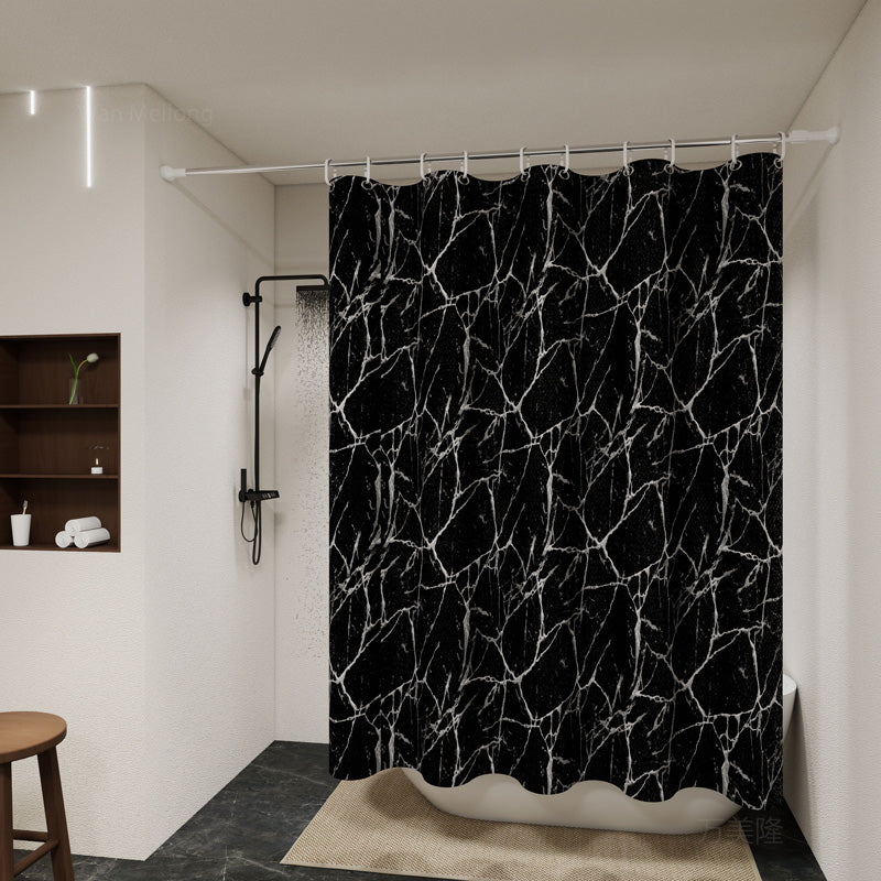 Perdea de duș marmură neagră, 180 × 200 cm, material PEVA eco, fără miros RPX-DUS 46756R