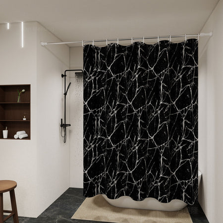 Perdea de duș marmură neagră, 180 × 200 cm, material PEVA eco, fără miros RPX-DUS 46756R