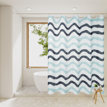Perdea duș 70 g, 180×200 cm, model valuri, material PEVA, fără miros, ecologică RPX-DUS 46762R