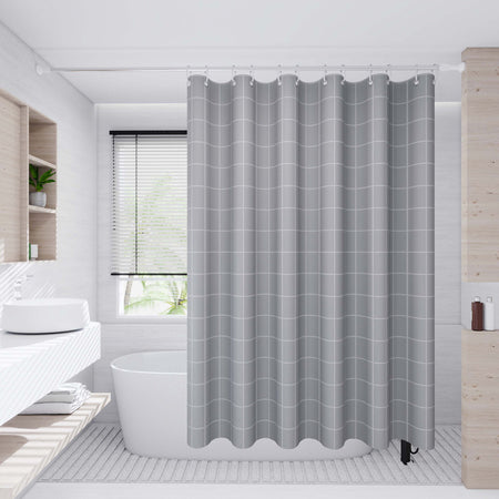 Perdea duș PEVA 70 g/m², 180×200 cm, model carouri gri RPX-DUS 46766R