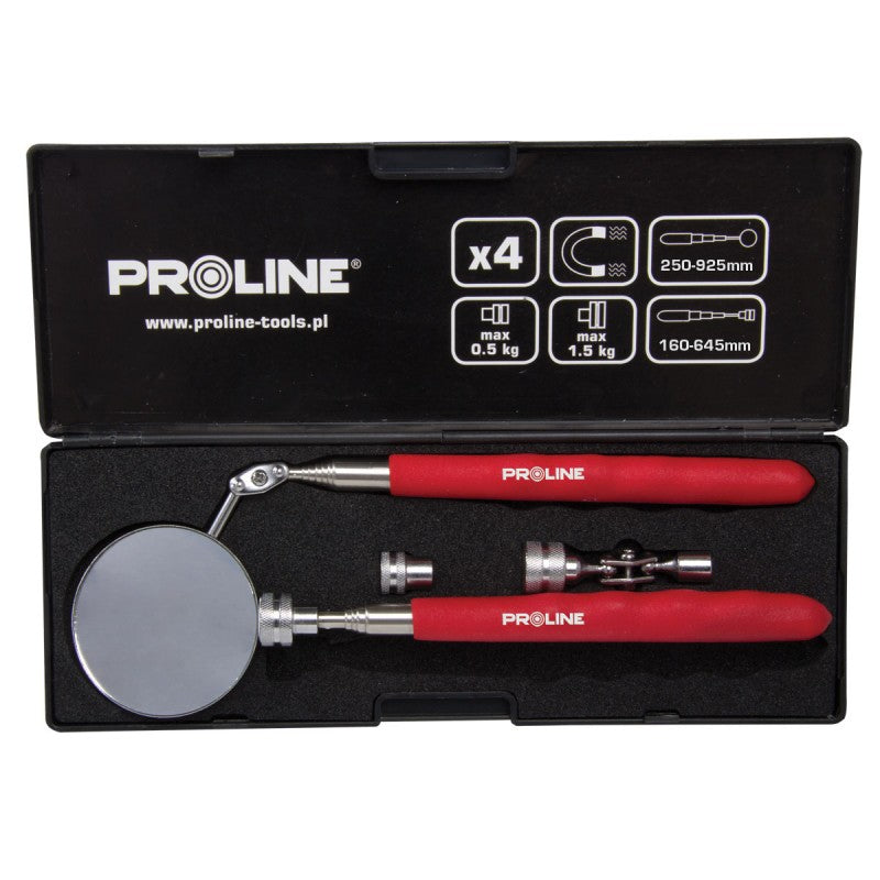 Set tijă magnetică cu oglindă inspecție ajustabilă, 4 piese PROLINE 46979
