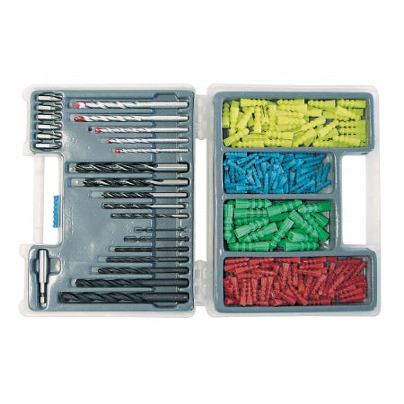 Set burghie zidărie, lemn, metal și vârfuri + dibluri, 300 piese Mega 47001