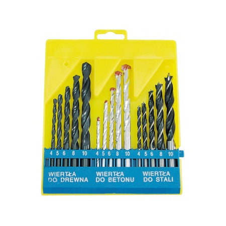 Set burghie zidărie, lemn, metal 15 piese, dimensiuni 4-10 mm MEGA 47010