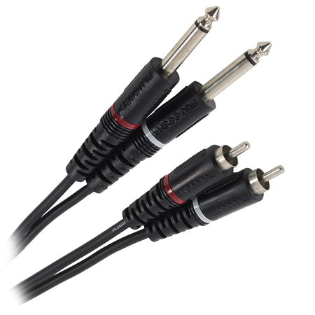 Cablu audio 2x jack 6.35 mm tata mono la 2x RCA tata PLUGGER