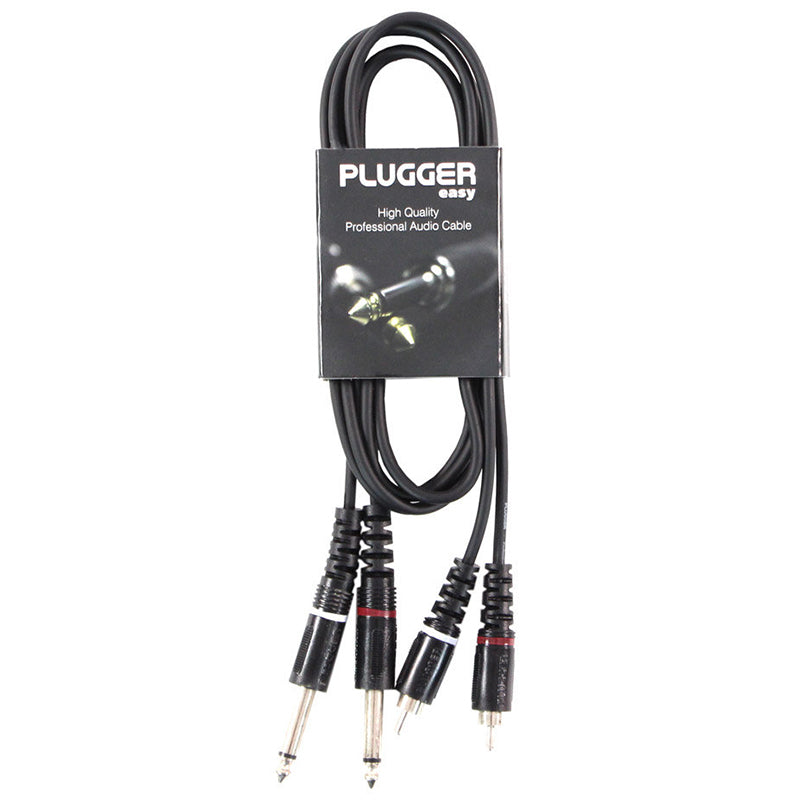 Cablu audio 2x jack 6.35 mm tata mono la 2x RCA tata PLUGGER