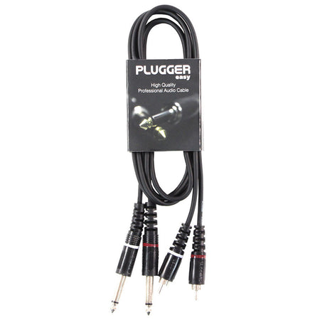 Cablu audio 2x jack 6.35 mm tata mono la 2x RCA tata PLUGGER