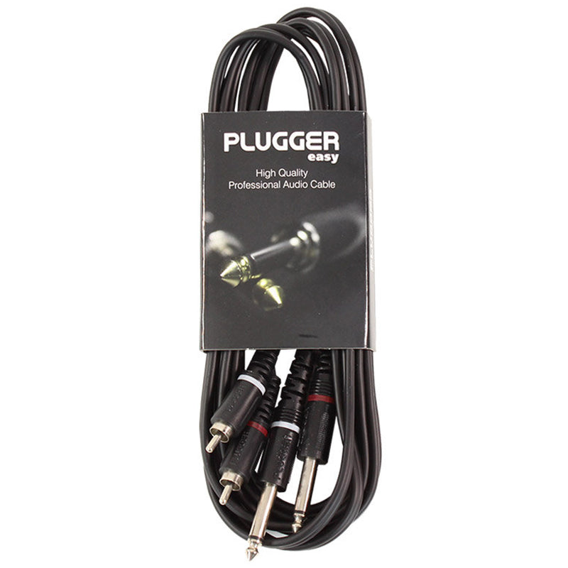 Cablu audio 2x jack 6.35 mm tata mono la 2x RCA tata PLUGGER