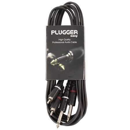 Cablu audio 2x jack 6.35 mm tata mono la 2x RCA tata PLUGGER