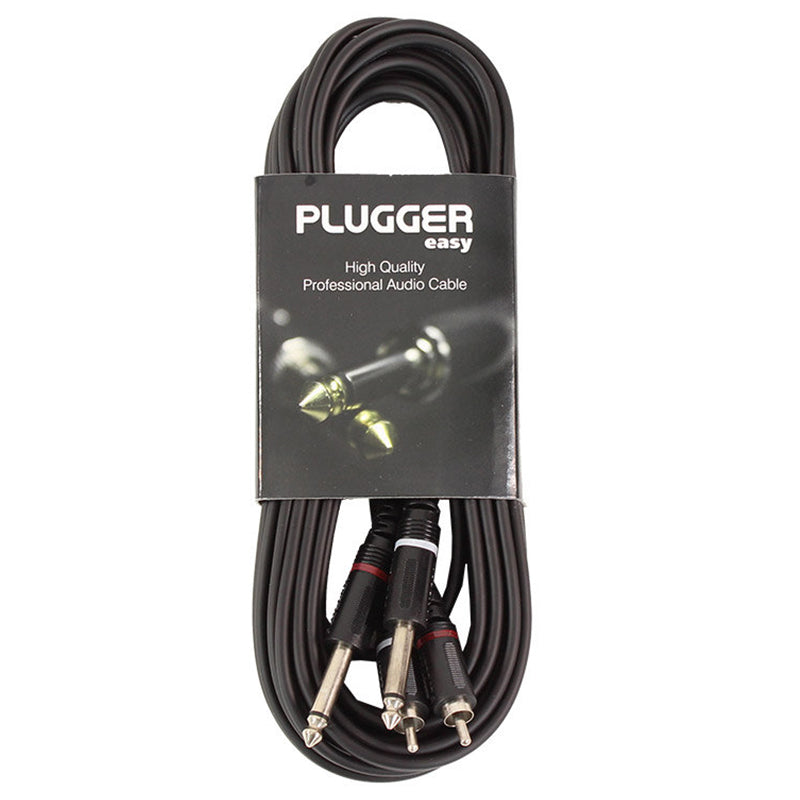 Cablu 2x jack 6.35 mm la 2x RCA tata, 6 m Plugger 47993