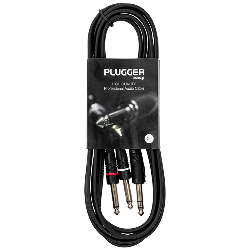 Cablu Y jack 6.3 mm stereo - 2 x jack mono 3 m PLUGGER 47999