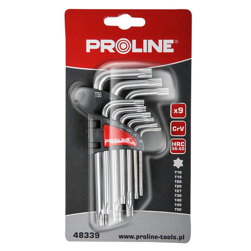 Set chei negative CR-VA Torx T10-T50 - 9 piese, lungime standard PROLINE 48339
