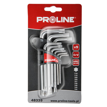 Set chei negative CR-VA Torx T10-T50 - 9 piese, lungime standard PROLINE 48339