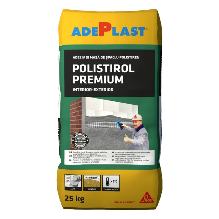 Adeziv Polistiren Adeplast Polistirol Premium, Interior/ Ext Gri, 25kg