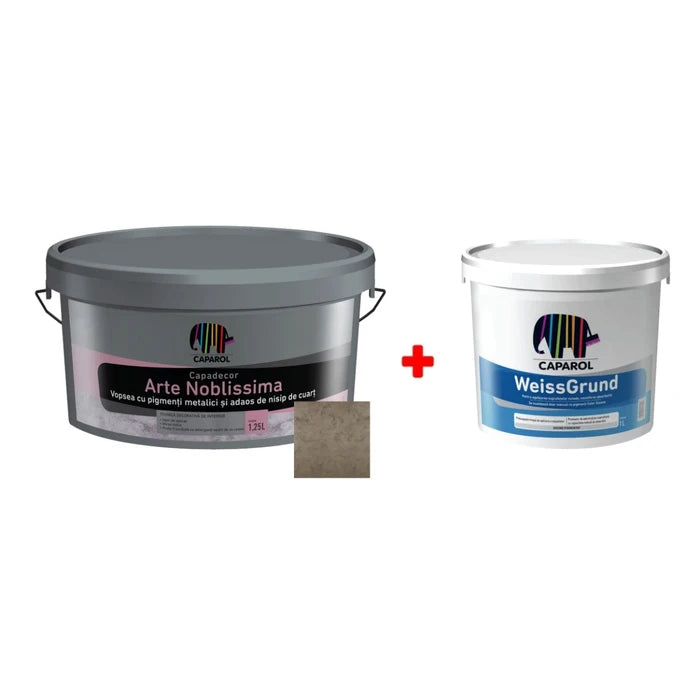 Vopsea decorativa interior, Capadecor Arte Noblissima, Venato 45, 1.25 L + Grund Caparol WeissGrund, interior / exterior, 1 L