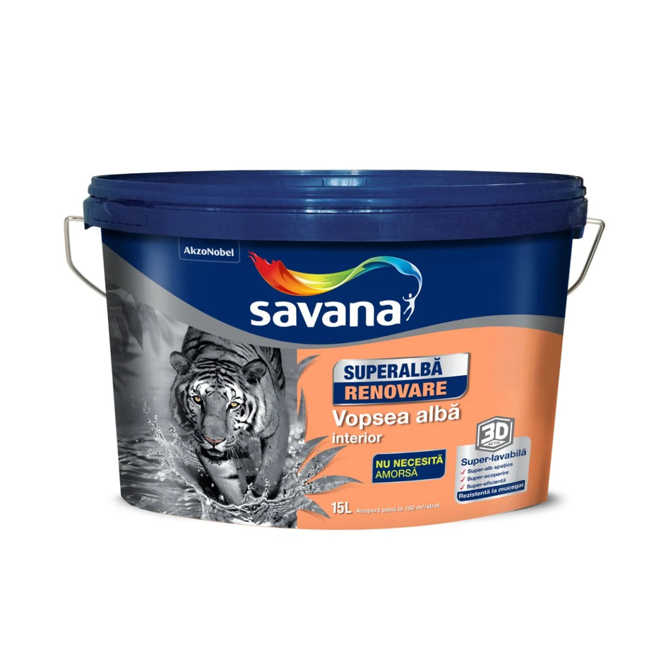 Vopsea Superlavabila Superalba 3d Savana Int Alb 8.5l+1.5 L