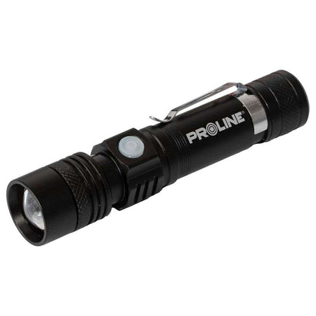 Lanternă aluminiu LED zoom, 300 lumen, 1200 mAh, USB PROLINE 51042