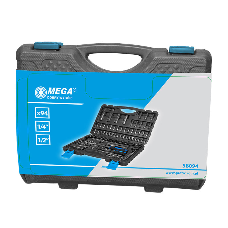 Trusă tubulare 1/2", 1/4" 4-32 mm, 94 piese, chei hexagonale MEGA 58094