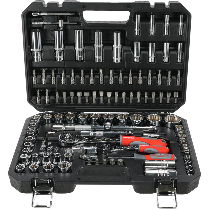 Trusă tubulare 1/2", 1/4", 4-32 mm, 113 piese, cutie plastic, pentru atelier PROLINE 58113