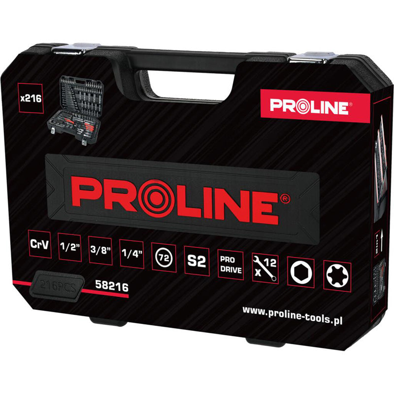 Trusă tubulare și chei combinate 4-32 mm/8-19 mm, 216 piese PROLINE 58216