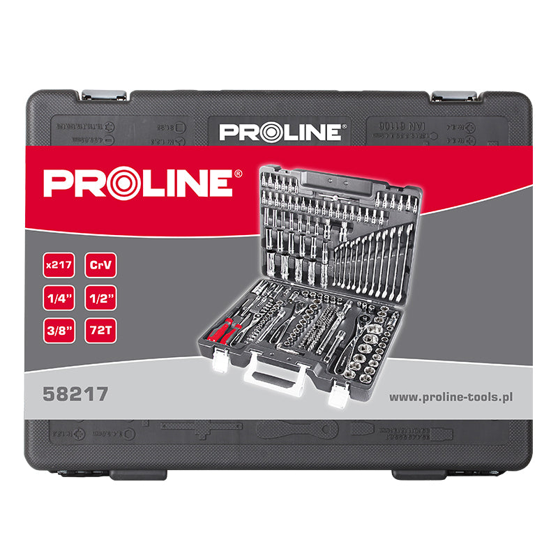 Trusă tubulare și chei combinate 3.5-32 mm/8-19 mm, 217 piese PROLINE 58217