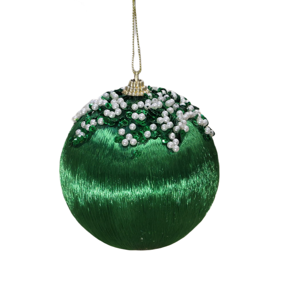 Glob Matase Verde Crud Cu Margele 10 Cm Pl A3-52044e10 Xmas