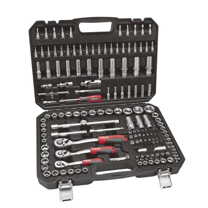 Trusă tubulare 1/2", 3/8", 1/4" 4-32 mm, 150 piese, oțel crom-vanadiu PROLINE 588150