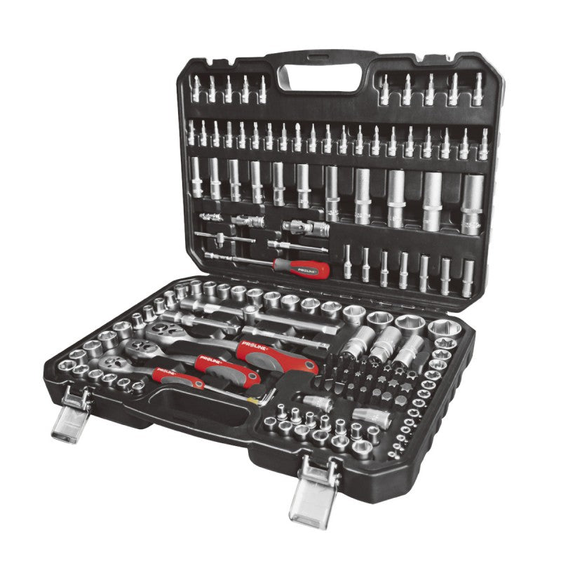 Trusă tubulare 1/2", 3/8", 1/4" 4-32 mm, 150 piese, oțel crom-vanadiu PROLINE 588150