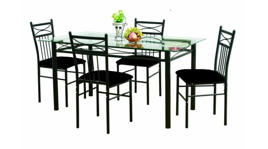 Set Masa Korfu Cu 4 Scaune, Blat Sticla,110x70x76 Cm