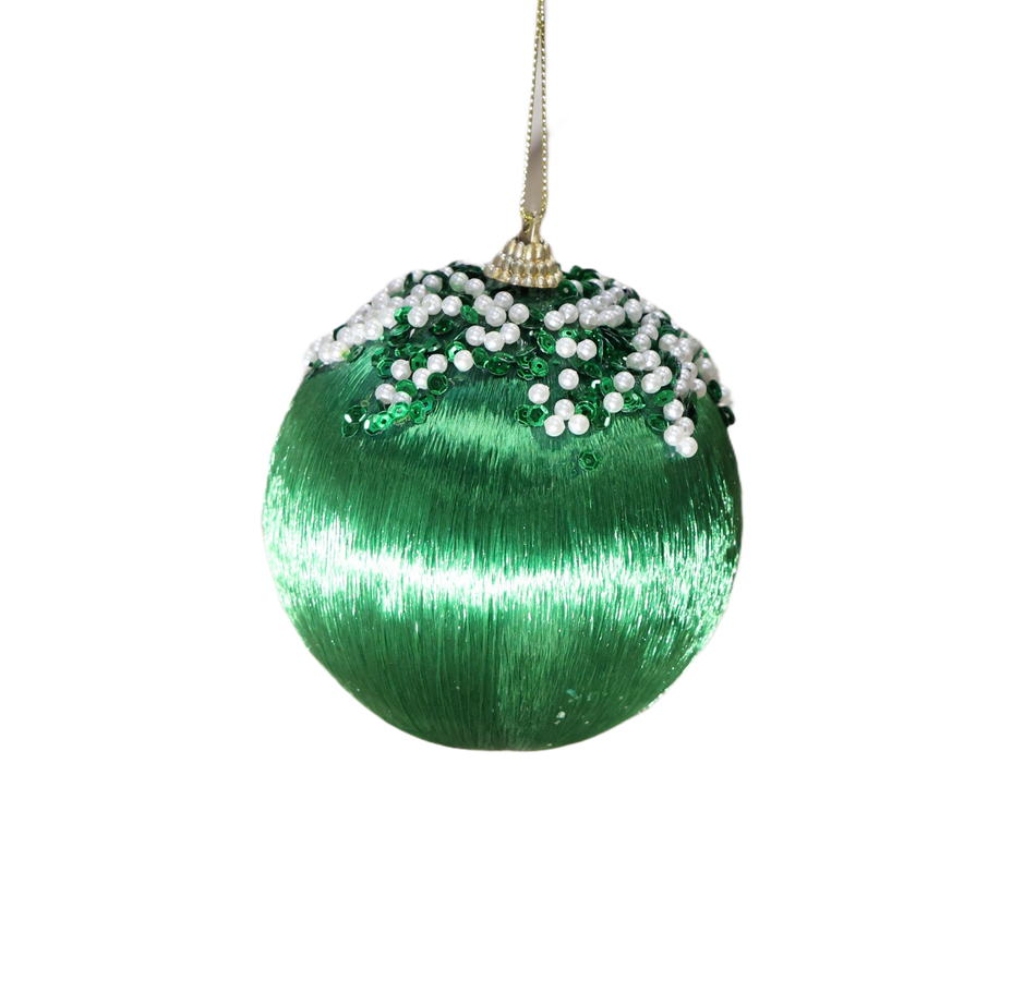 Glob Matase Verde Crud Cu Margele 10 Cm Pl A3-52044e10 Xmas