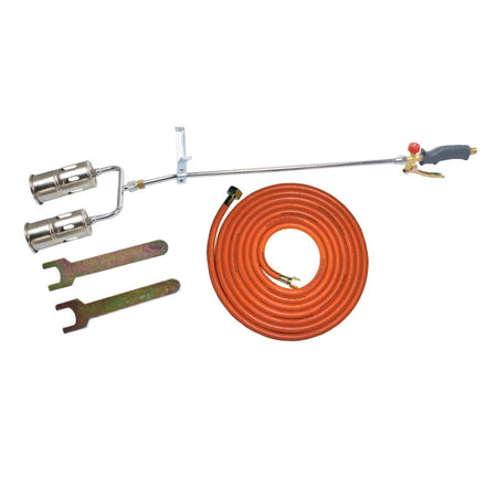 Arzător pentru pârjolire acoperiș cu duză dublă 2×60 mm, furtun 5 m, stativ PROLINE 60052
