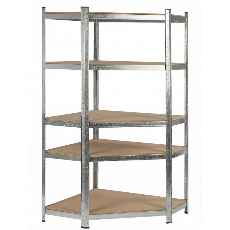 Raft metalic colț, 5 polițe, zincat, 180×90×90×40 cm, 175 kg, RPX-RAF 62040