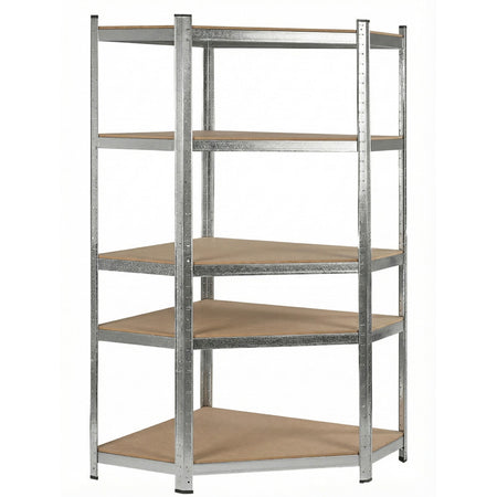 Raft metalic colț, 5 polițe, zincat, 180×90×90×40 cm, 175 kg, RPX-RAF 62040