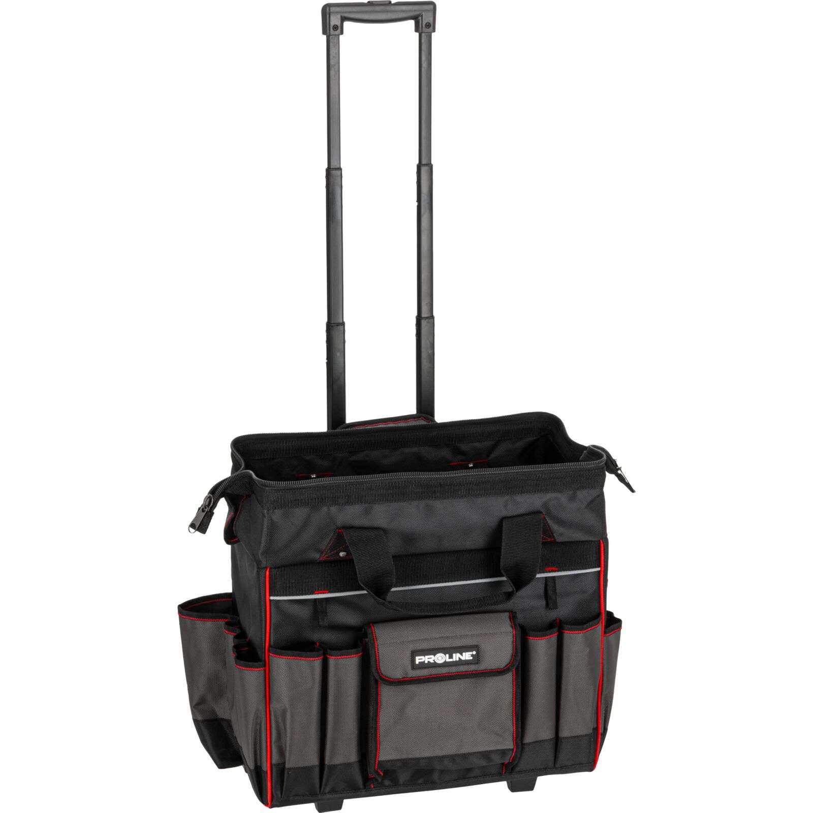 Geantă de scule pe roți impermeabilă cu 18 buzunare, 440 × 240 × 420 mm, poliester Oxford, PROLINE 62152